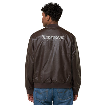 Represent The Kingdom of God Leather Bomber Jacket